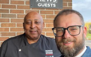 "Coldwater Kitchen" star Chef Jimmy Lee Hill (left) and co-director Mark Kurlyandchik visit the Fox 2 Detroit studio.